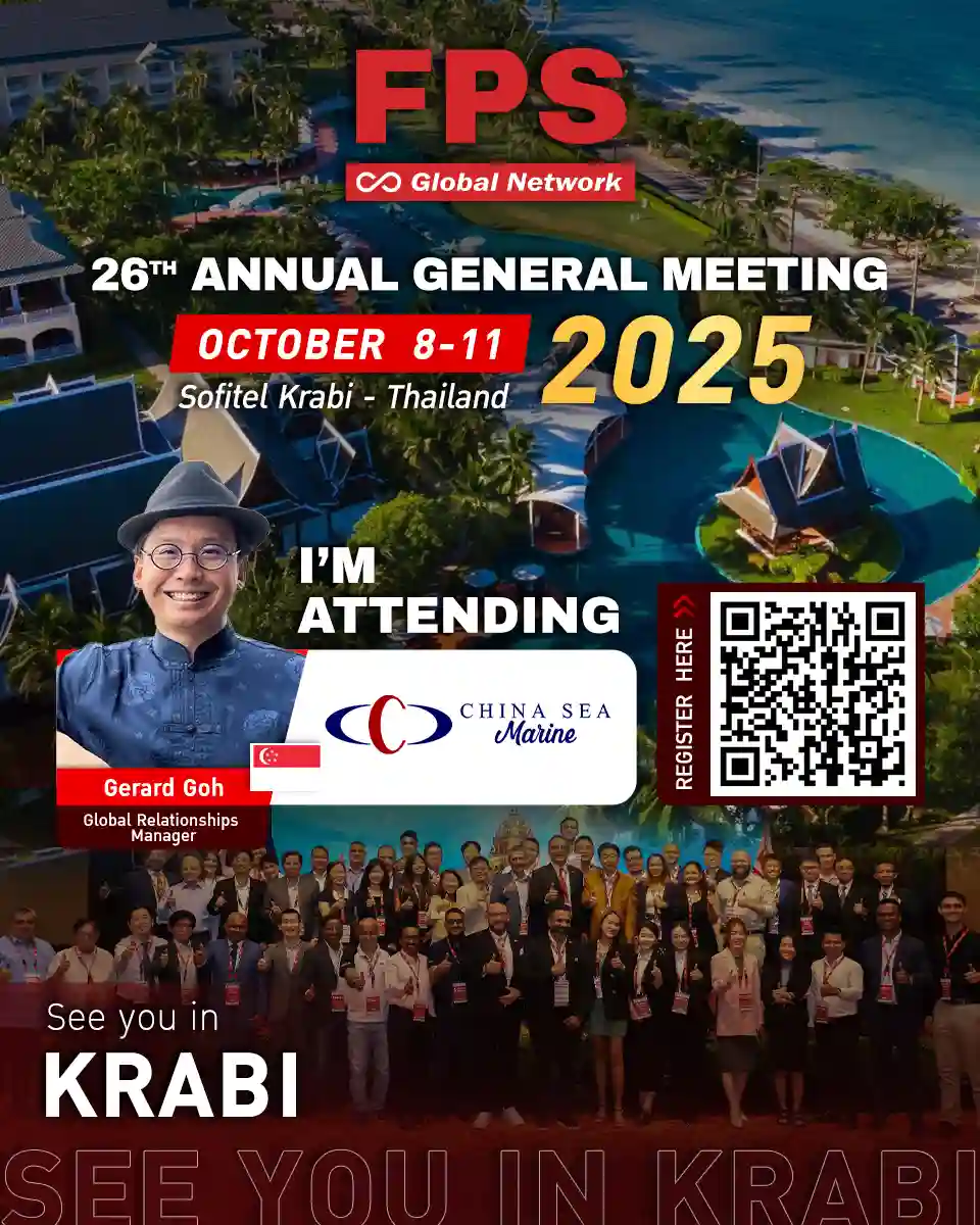We’re excited to welcome Mr. Gerard Goh from China Sea Marine (Singapore) to the 26th FPS Global Conference in Krabi! 🌟