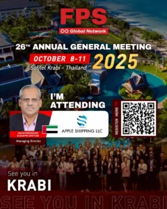 Read more about the article We’re excited to welcome Mr. Kasiviswanathan Alagappa Chettiar of Apple Shipping LLC (United Arab Emirates) 🇦🇪 to the 26th FPS Global Conference in Krabi! 🌟