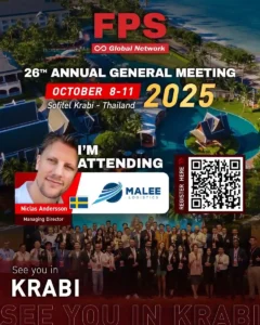Read more about the article We’re excited to welcome Niclas Andersson from Malee Logistics AB (Sweden) 🇸🇪 to the 26th FPS Global Conference in Krabi! 🌟