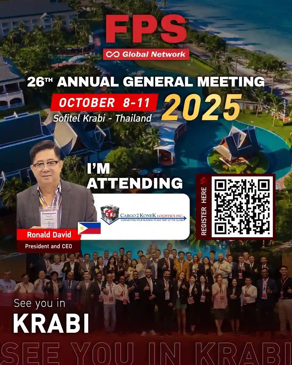 You are currently viewing We’re excited to welcome Mr. Ronald David from Cargo2Konek Logistics Inc. (Philippines) 🇵🇭 to the 26th FPS Global Conference in Krabi! 🌟