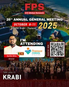 Read more about the article We’re excited to welcome Mr. Sachin Silva from Transco Consolidation Pvt Ltd (Sri Lanka) 🇱🇰 to the 26th FPS Global Conference in Krabi! 🌟