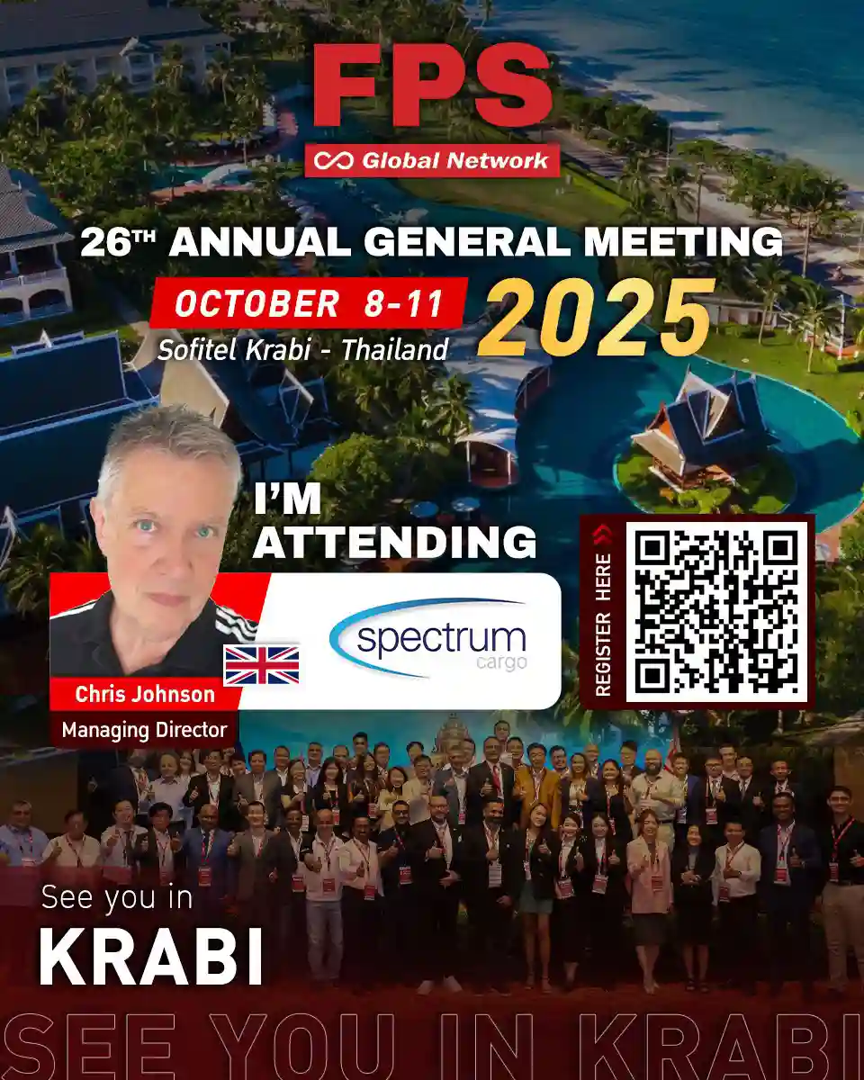 We’re excited to welcome Mr. Chris Johnson from Spectrum Cargo Services Ltd (United Kingdom) 🇬🇧 to the 26th FPS Global Conference in Krabi! 🌟