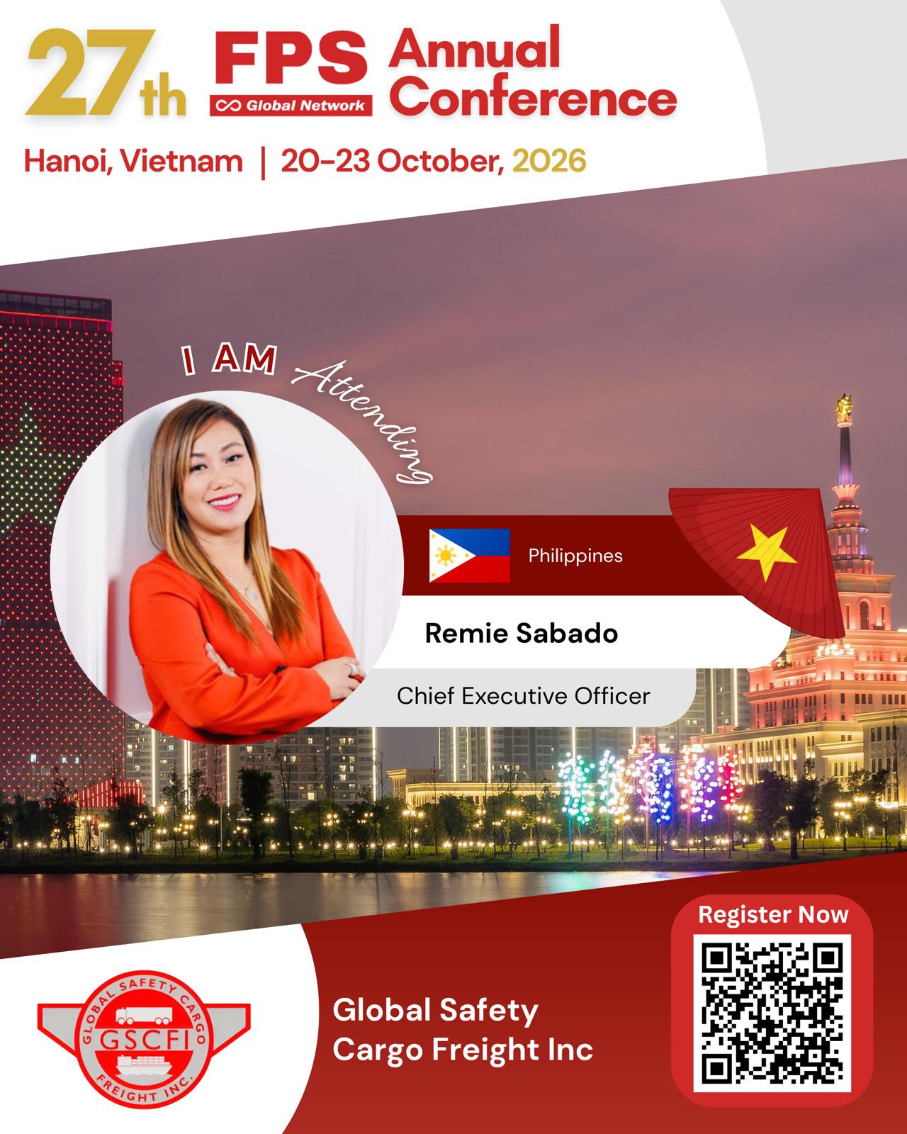 Remie Sabado from Global Safety Cargo Freight Inc, Philippines Confirmed for 27th FPS Global Hanoi 2026