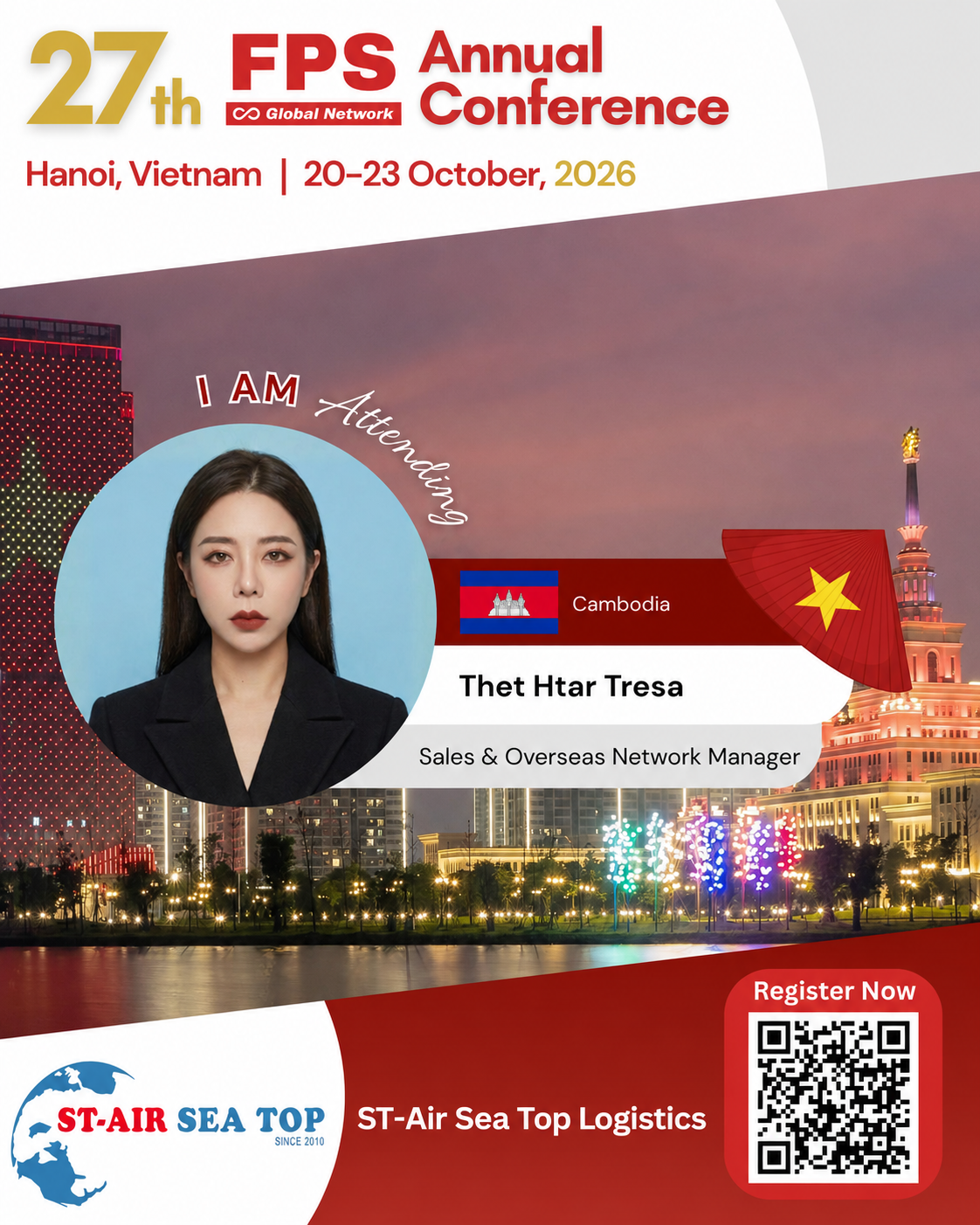 You are currently viewing Thet Htar Tresa from ST-Air Sea Top Logistics, Cambodia Confirmed for 27th FPS Global Hanoi 2026