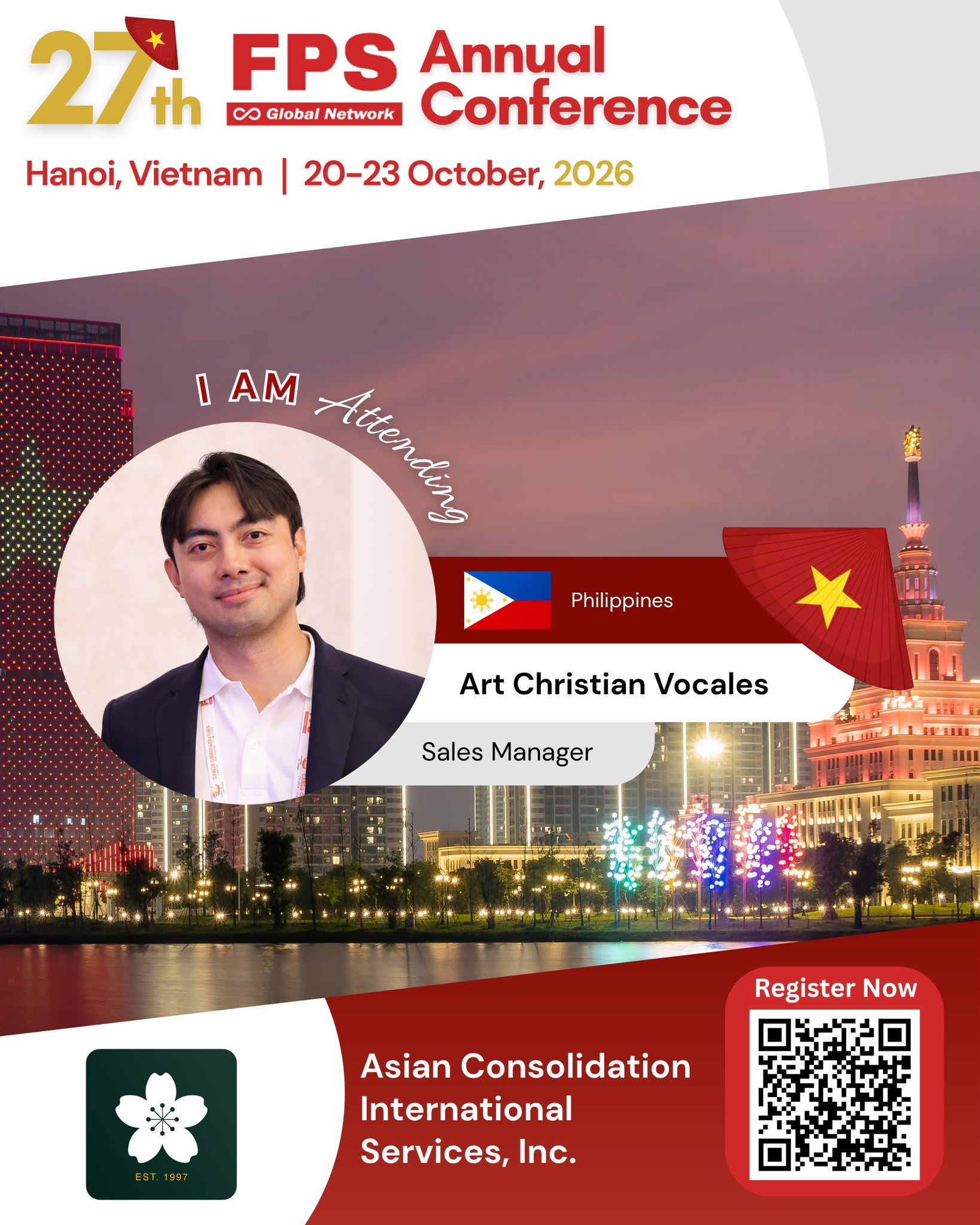You are currently viewing Art Christian Vocales from Asian Consolidation International Services, Philippines Confirmed for 27th FPS Global Hanoi 2026